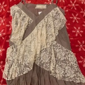 a’reve Brown Lucky Lace Layering Top, size M, Women's